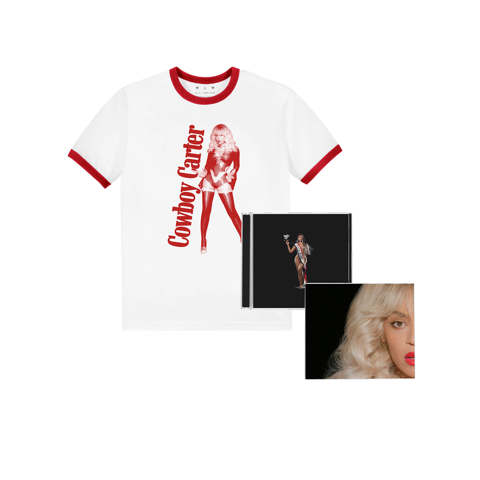 COWBOY CARTER LIMITED EDITION EXCLUSIVE COVER CD MERCH BUNDLE (RED)