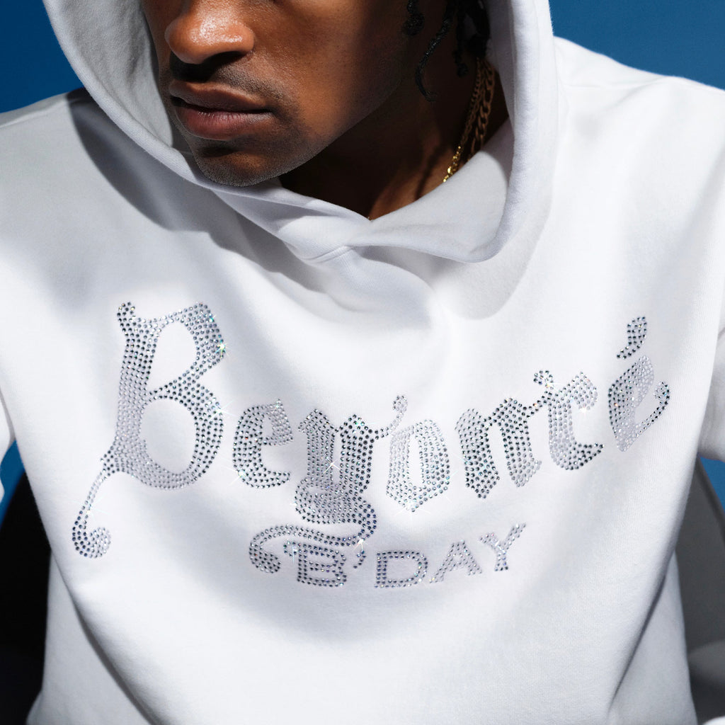 B'DAY CRYSTAL HOODIE - WHITE