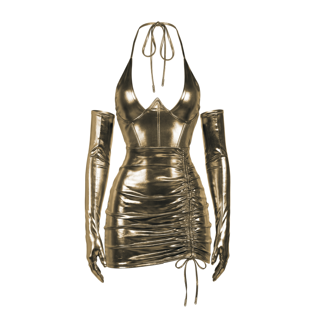 FREAKUM DRESS & GLOVES SET - GOLD - image 3