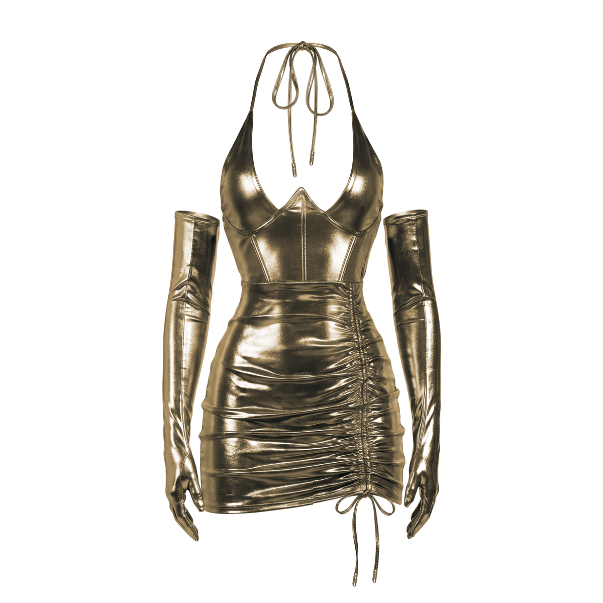 FREAKUM DRESS & GLOVES SET - GOLD - image 3
